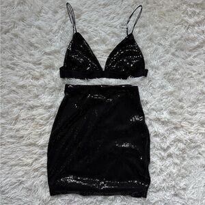 Garage Black Sequin Mini Two Piece Set